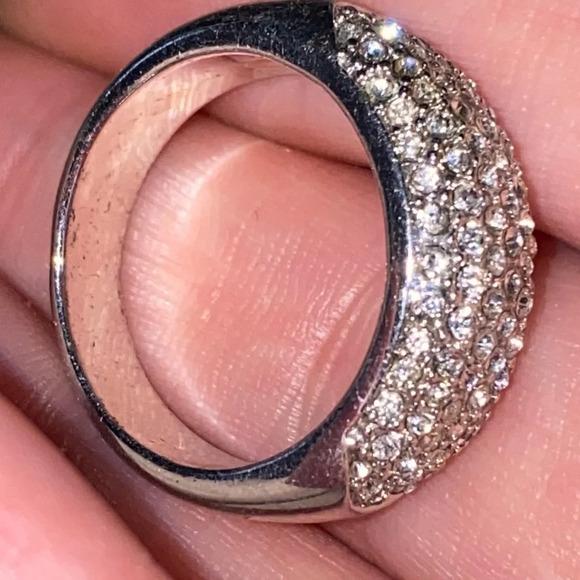 Silver CZ Pavè Heavy Band Ring Signed NVC Sz 8 - Picture 5 of 9